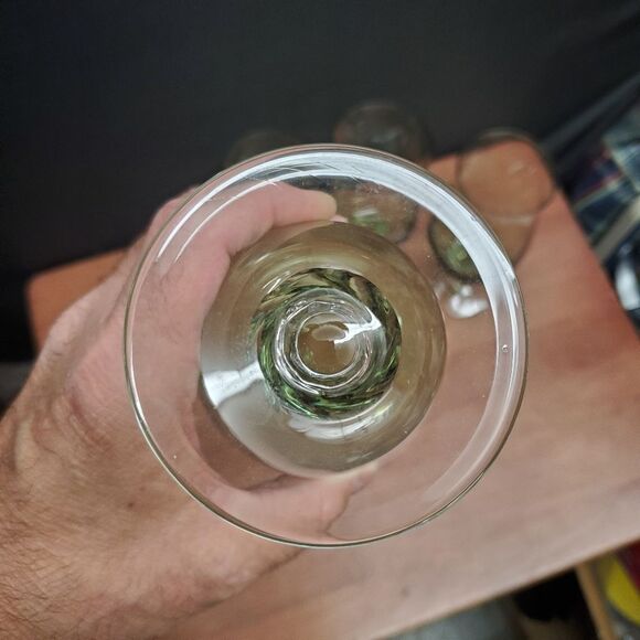 VTG Sasaki Coronation Light Green Tea Glasses Goblets 6 3/8" - Picture 7 of 8